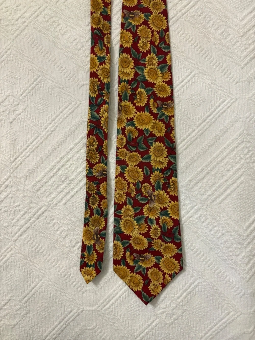 Beans McGee Vintage Sunflower Floral Cotton Tie 3.5” Wide